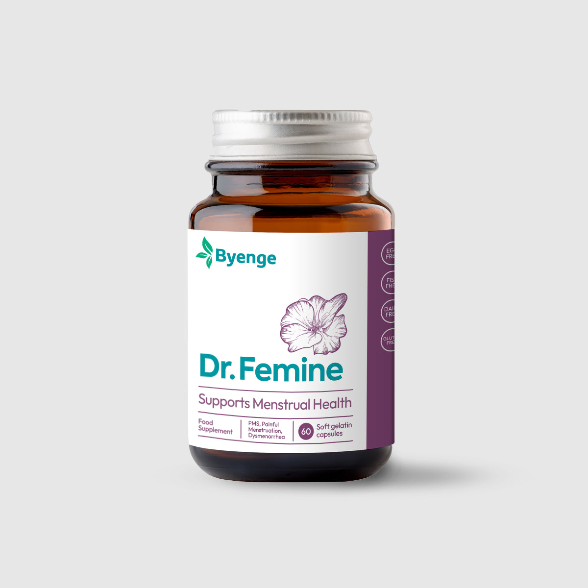 Byenge Dr.Femine alleviates period pain, balances hormones, improves skin, and enhances mood with the power of primrose oil, GLA, and vitamin E. Feel fabulous every day of the month.